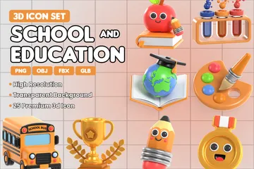 School And Education 3D Icon Pack