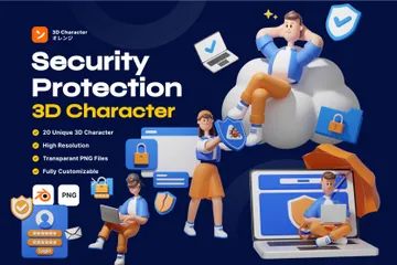 Personnage 3D de protection de sécurité Illustration 3D Pack