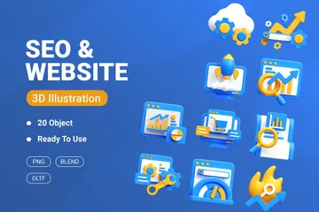 SEO e site Pacote de Icon 3D