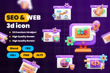 SEO und Web 3D Icon Pack