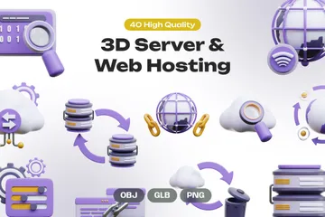 Serveur et hébergement Web Pack 3D Icon