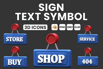 Sign Text Symbol 3D Icon Pack
