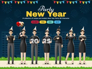 Silvesterparty 3D Illustration Pack