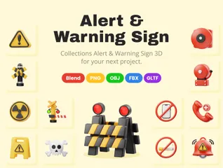 Alerta e sinal de alerta Pacote de Icon 3D