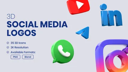 Free Social Media Logos 3D Icon Pack