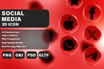Sozialen Medien 3D Icon Pack