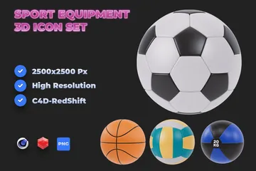 Sport Equipment 3D Icon Pack