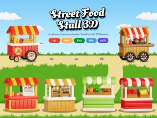 Street Food Stall 3D Icon Pack