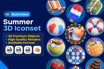 Summer & Beach Day 3D Icon Pack