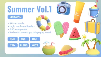 Summer Vacation 3D Icon Pack