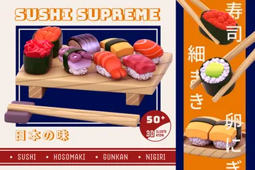 Sushi Japanese Food 3D Icon Pack