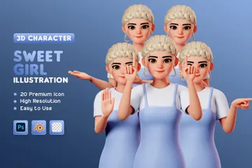 Süßes Mädchen 3D Illustration Pack