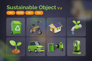 Sostenible - Objetos V2 Paquete de Icon 3D