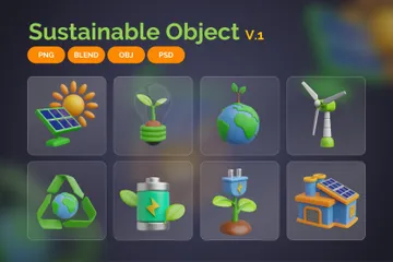 Sustentável - Objetos V1 Pacote de Icon 3D