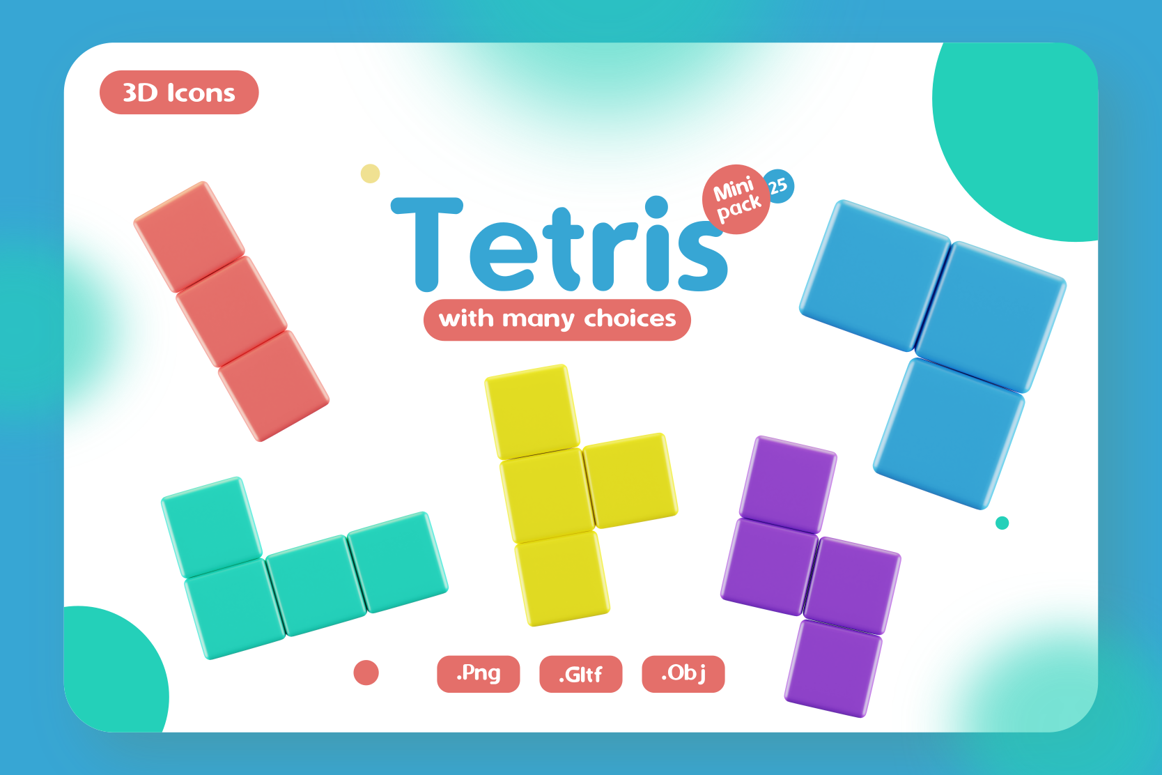 Premium Tetris 3D Illustration pack from Sports & Games 3D Illustrations