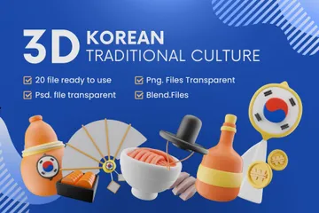 Traditionelle koreanische Kultur 3D Icon Pack