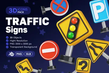 Traffic Signs 3D Icon Pack