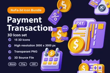 Transaction de paiement Pack 3D Icon
