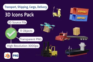 車両-配送-貨物-ショッピング 3D Illustrationパック