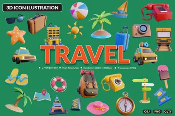 Travel 3D Icon Pack