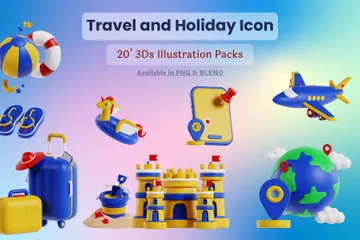 여행과 휴가 3D Icon 팩