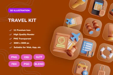 Travel Kit 3D Icon Pack