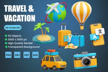 Travel & Vacation 3D Icon Pack