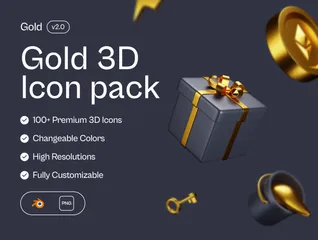 ゴールドUI 3D Iconパック