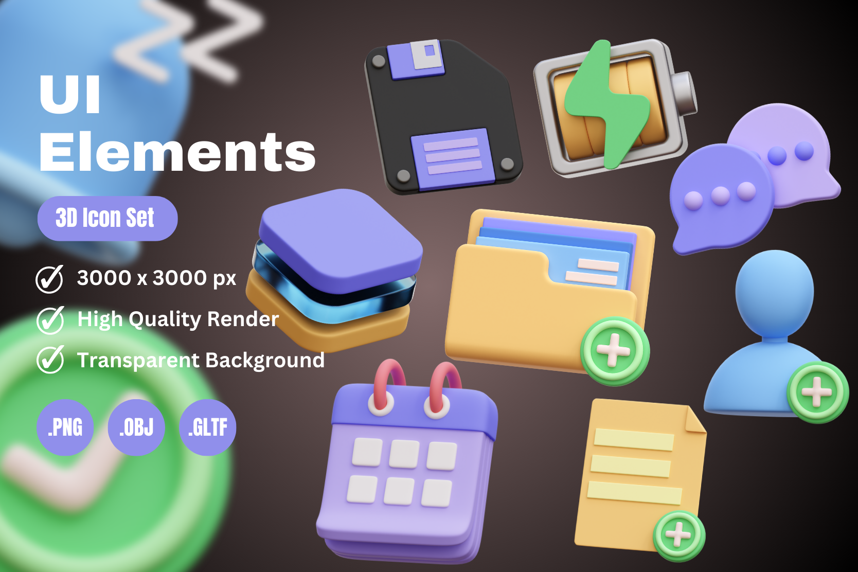 UI Elements 3D Illustration Pack - 42 User Interface 3D Illustrations ...