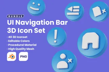 UI Kit Navigation Bar 3D Icon Pack