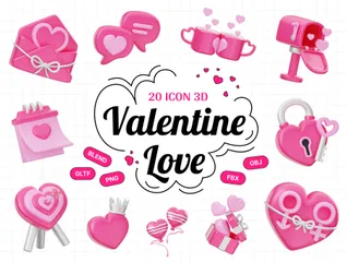 발렌타인 사랑 3D Icon 팩