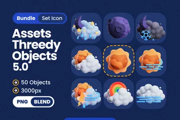 Weather Night & Day Objects 3D Icon Pack