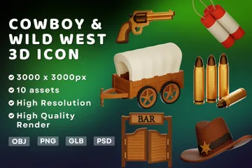 WILD WEST & COWBOY 3D Icon Pack