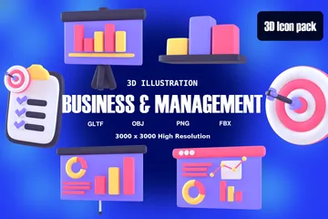 Geschäft und Management 3D Icon Pack
