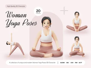 Woman Yoga Poses 3D Illustration Pack