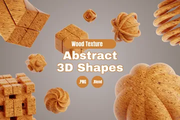Wood Abstract Shape 3D Icon Pack