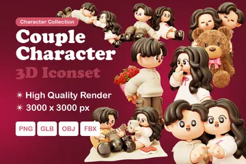 Young Couple Character 3D Illustration Pack