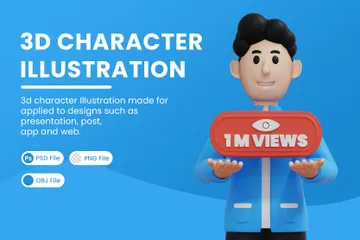 1 milhão de visualizações Pacote de Illustration 3D