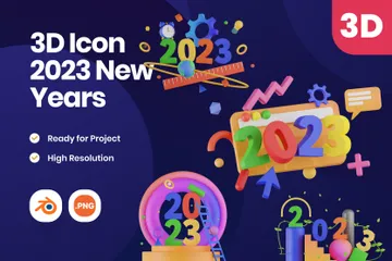 2023 Neujahr 3D Icon Pack