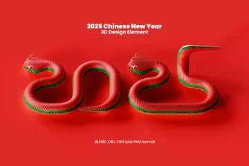 2025 Chinese New Year Of Snake 3D Icon Pack