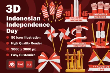 Fête de l'Indépendance indonésienne Pack 3D Icon