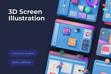 3D-Bildschirmdarstellung 3D Illustration Pack