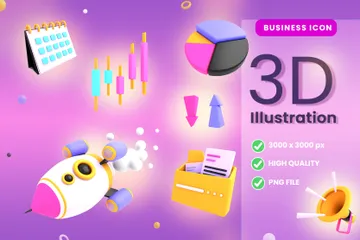 3D Business Icons Vol. 1 Pack 3D Illustration Pack