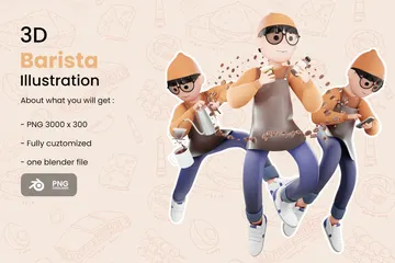 3D Coffee Guy 3D Illustration Pack