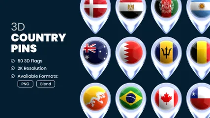 3d Country Location Pin 3D Icon Pack