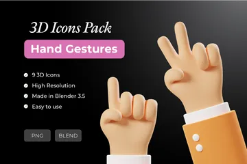 3D Hand Gestures 3D Icon Pack