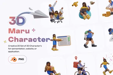 Maru-Charakter 3D-Modell 3D Illustration Pack