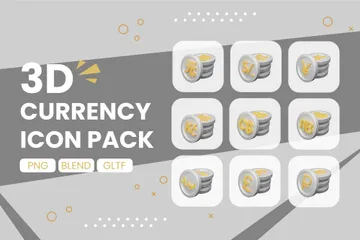 3D Silver Currency Coin Icon Pack 3D Icon Pack