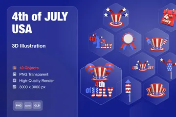 4th Of July USA 3D Icon Pack