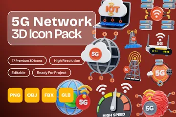 5G Network 3D Icon Pack